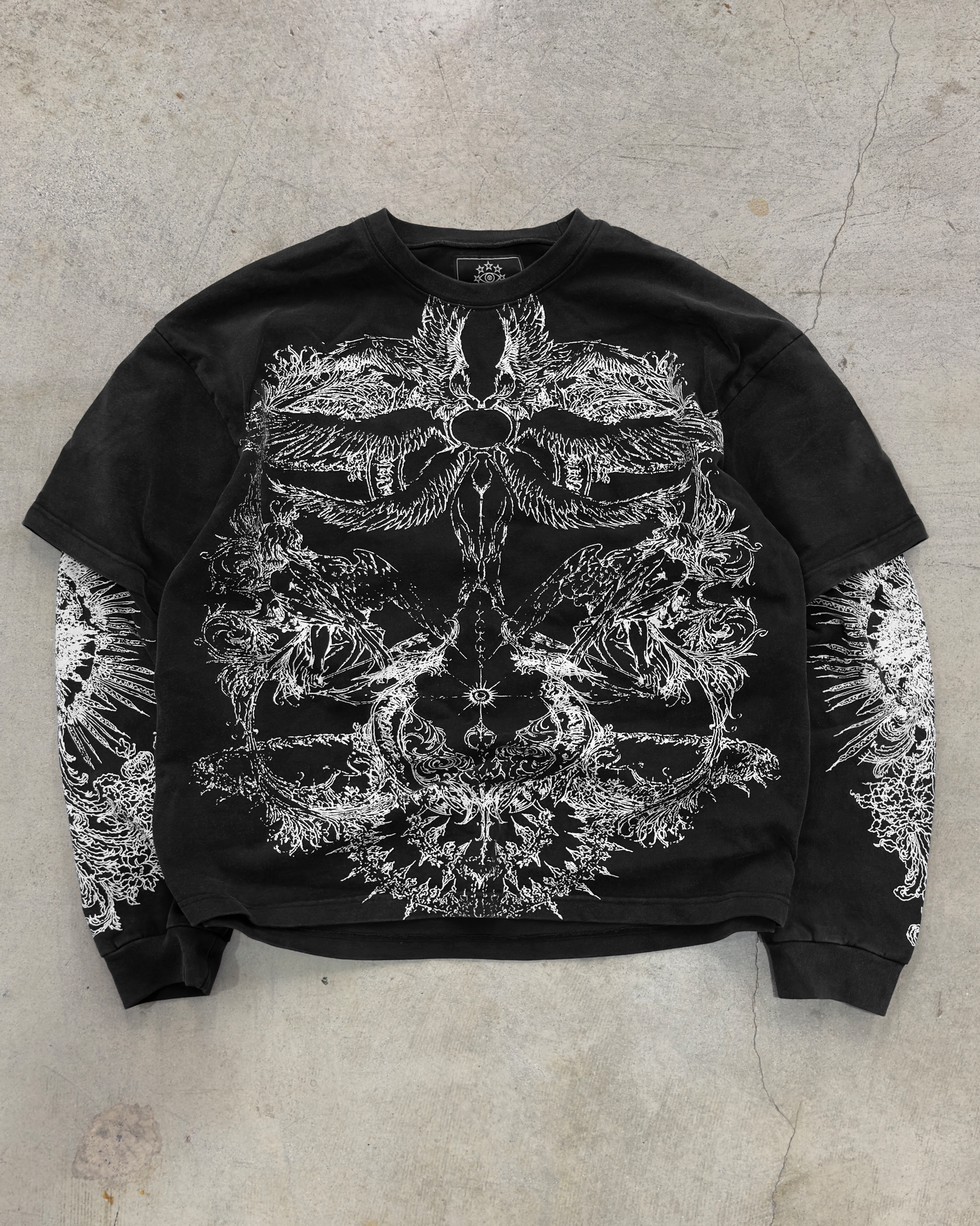 "SERAPHIM" LAYERED LONG SLEEVE [WASHED BLACK]