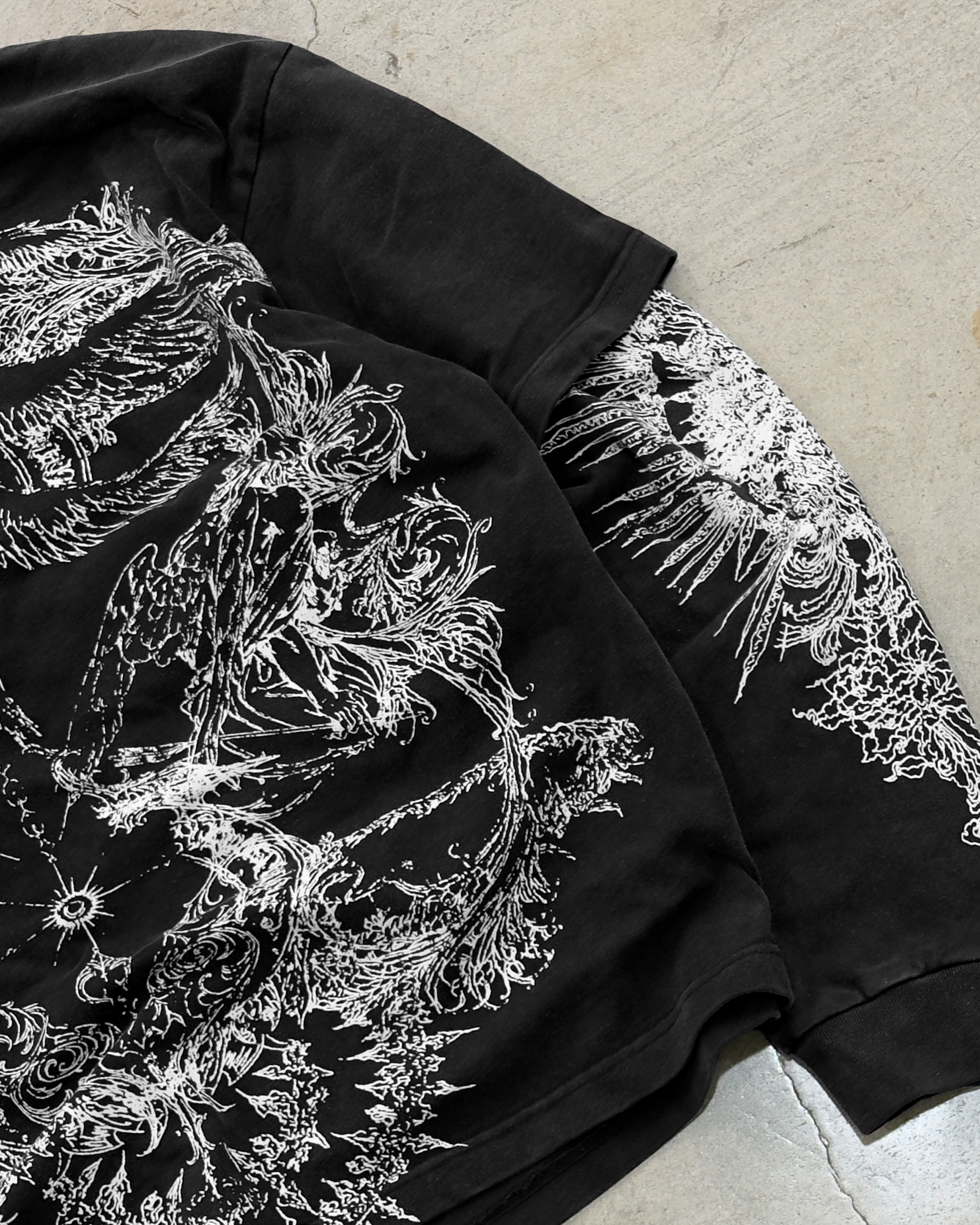"SERAPHIM" LAYERED LONG SLEEVE [WASHED BLACK]
