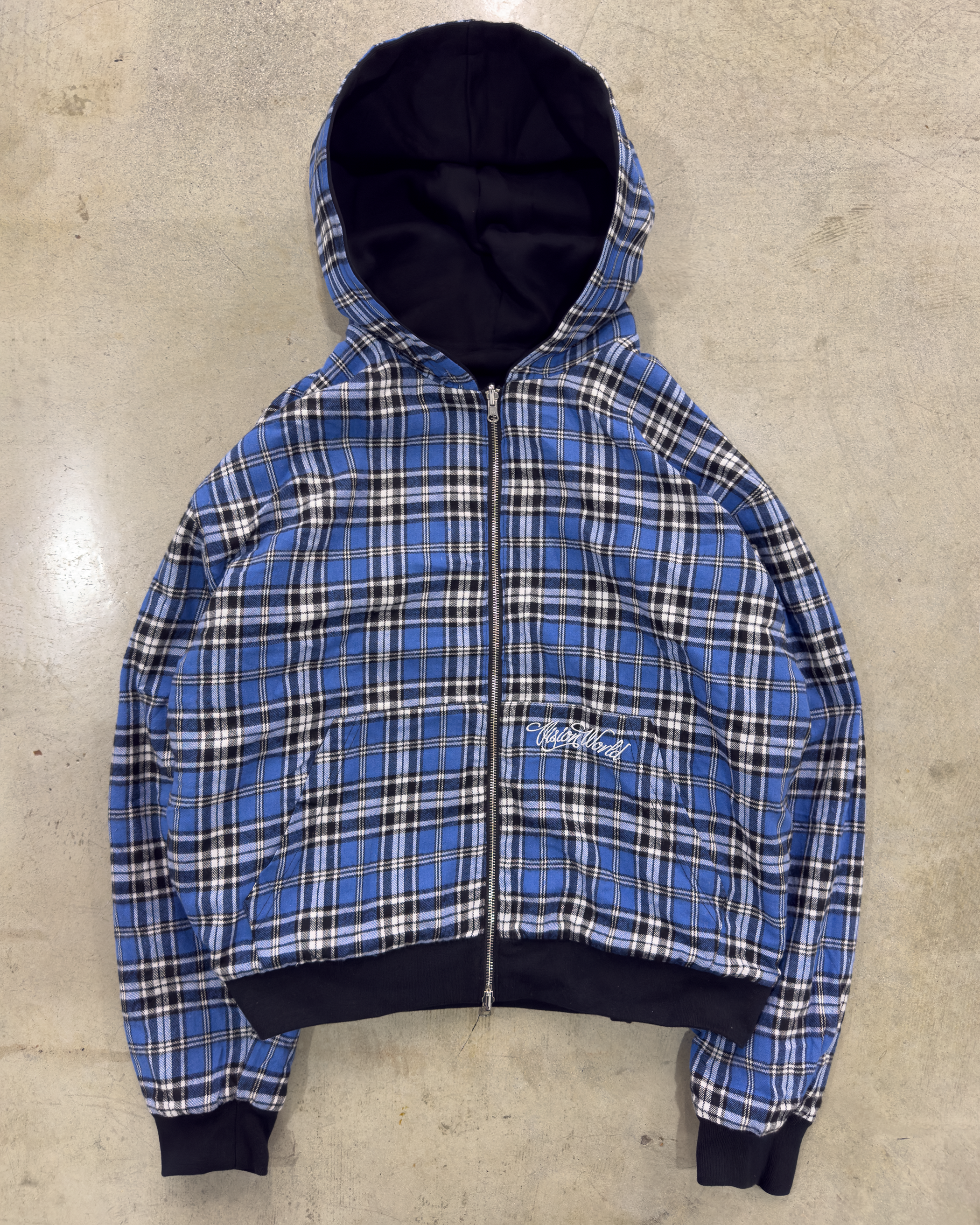 REVERSIBLE PLAID ZIP UP [BLUE]