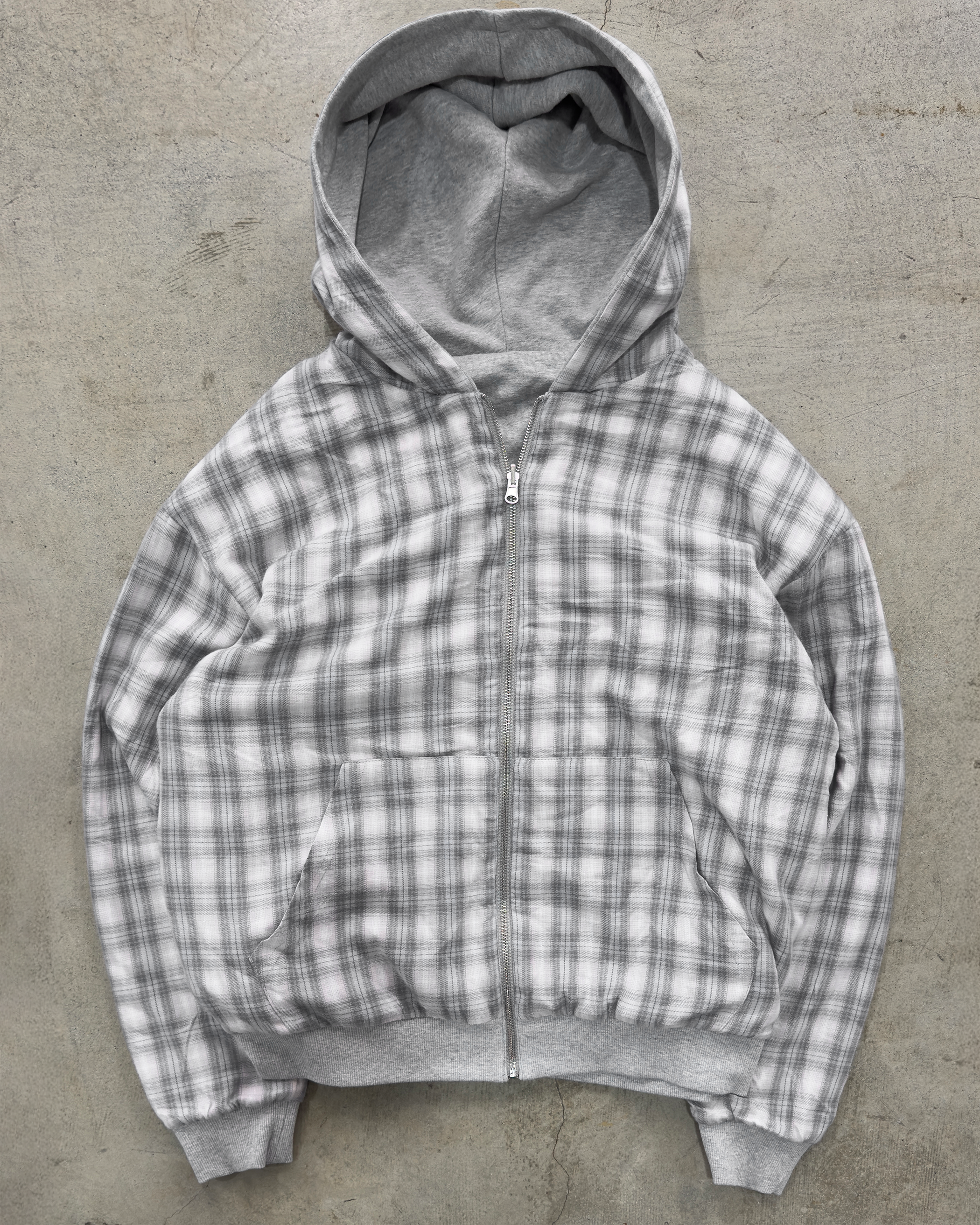 REVERSIBLE PLAID ZIP UP [SILVER]