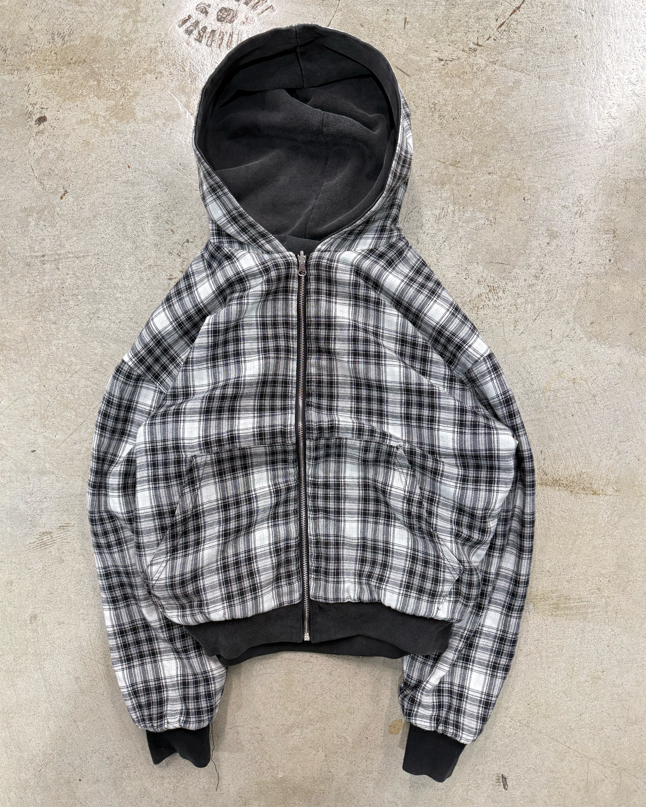 REVERSIBLE PLAID ZIP UP [WASHED BLACK]